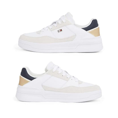Tommy Hilfiger Damen Basketball-Sneaker: Metallic Schuhe (Weiß)
