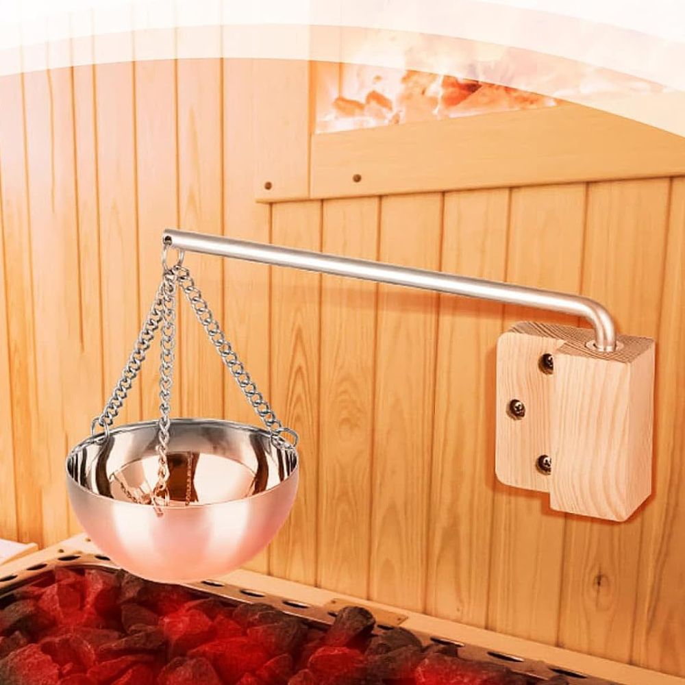 WOOLUCK Sauna Verdampferschale aus Edelstahl: Aroma Schüssel mit Zubehör | Hängend