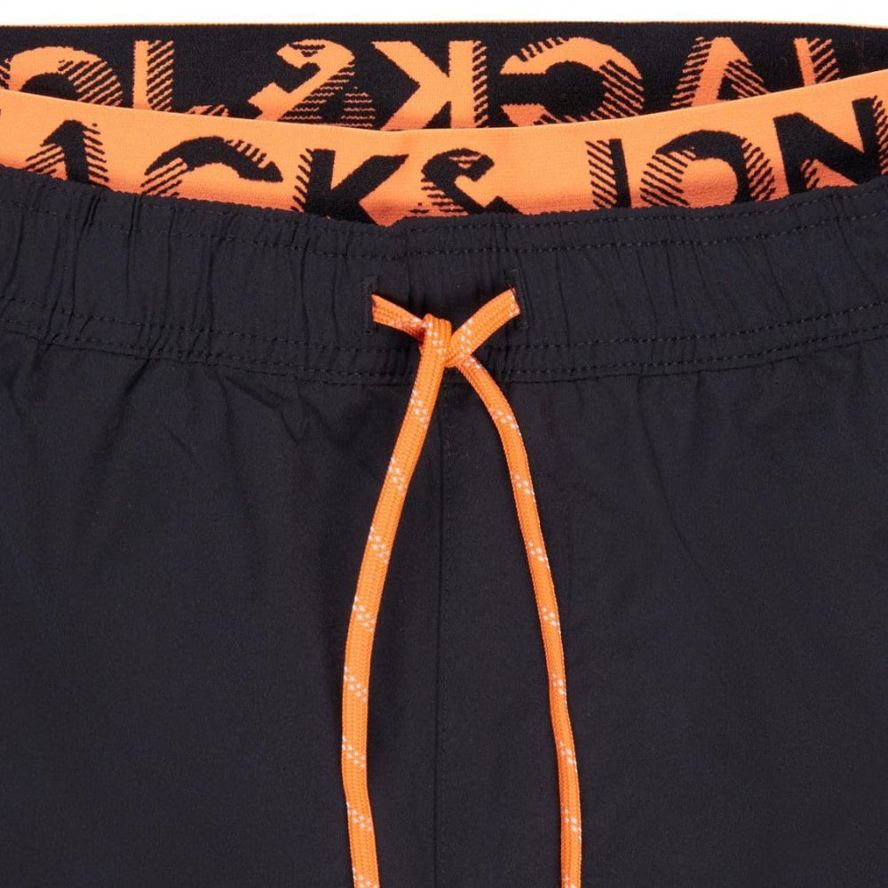 JACK &amp; JONES 'Maui' men's swim shorts with double waistband: Color - Shocking Orange