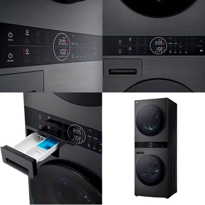 LG (WT1210BBF) Washtower: Waschmaschine - 12kg & Trockner - 10 kg | Einheitliches Panel, WiFi, Schwarz