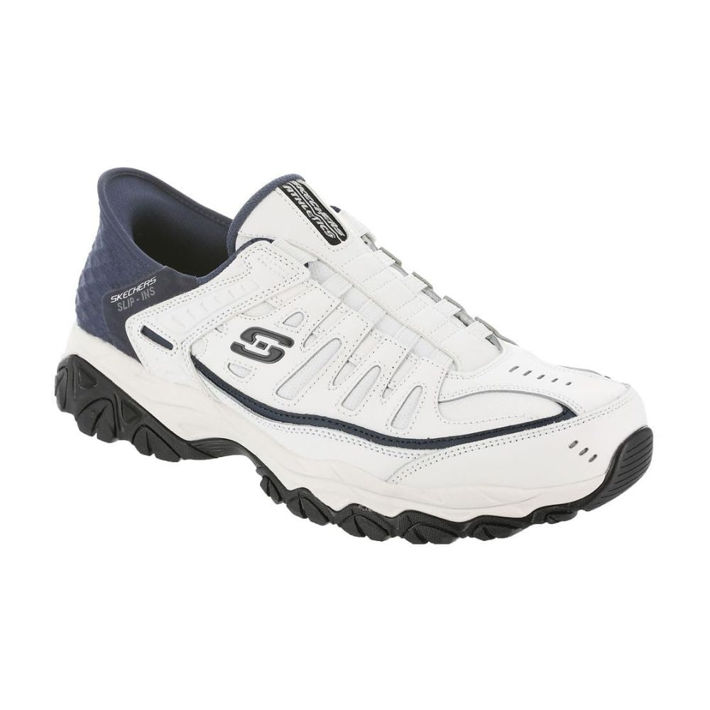 Skechers 'Afterburn M. Fit Grill Captain' Herren Slip-Ins Schuhe (Weiß-Marineblau)