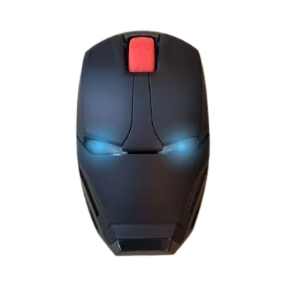 Iron Man Wireless-Maus: Ergonomisch, 2.4G USB Funk, LED-Licht, 1600DPI, leiser Klick, für PC, Laptop, MacBook (Schwarz)
