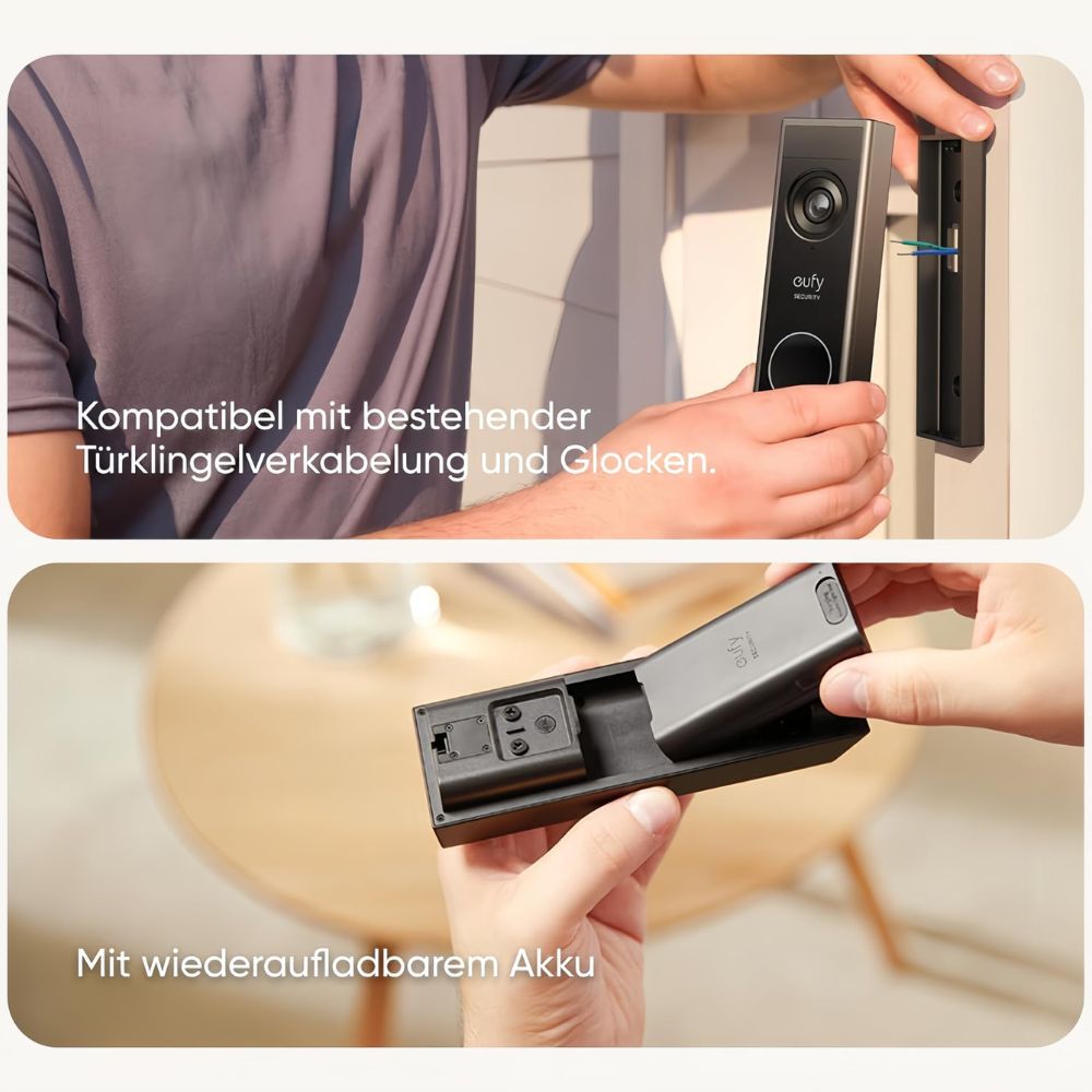 Security Video-Türklingel (T8214) mit zwei Kameras und kristallklarer 2K-Auflösung