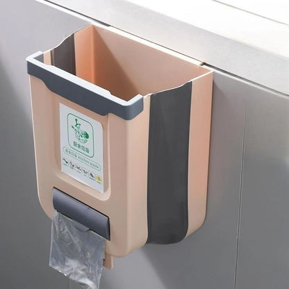 Faltbarer Küchenmülleimer 10 Liter | Schrankhängend Abfalleimer: Klappbar (Kaffeebraun)
