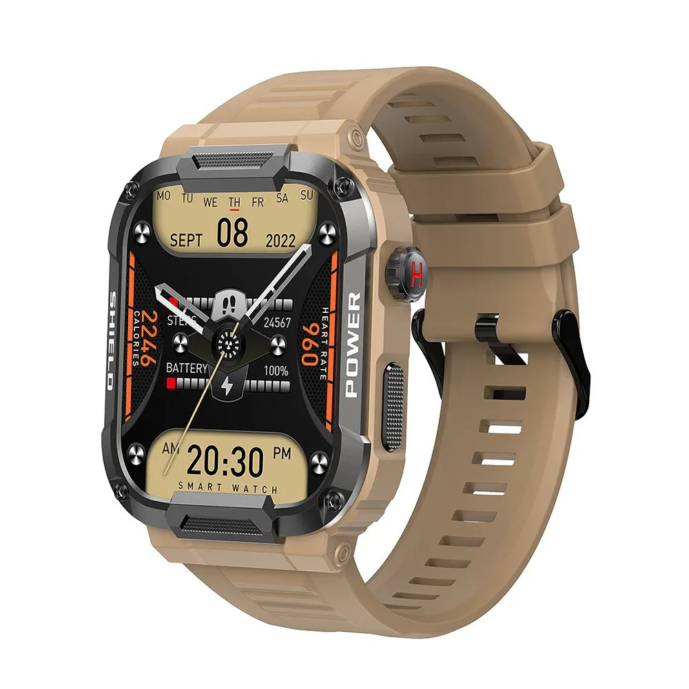Militär Outdoor Smartwatch | Bluetooth-Anrufe, IP68 Wasserdicht, Fitness-Tracking für iPhone, Samsung: Android und iOS