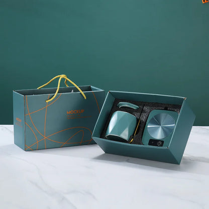 USB-Kaffeetassenheizer | elektrischer Getränkewärmer Geschenk-Set (Grün)