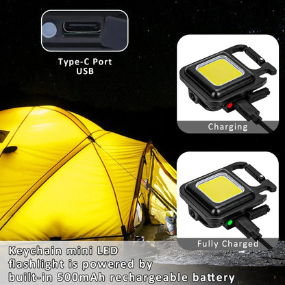 COB-Schlüsselbund LED | 3-Lichtmodi, Klappbar, Wiederaufladbar