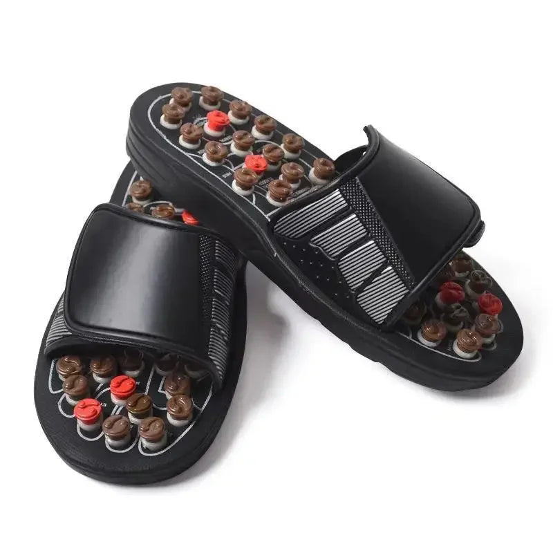 Akupunktur Slipper | Fußreflexzonenmassage Hausschuhe für Schmerztherapie und Stress Relief (Braun)