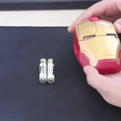 Iron Man Wireless-Maus: Ergonomisch, 2.4G USB Funk, LED-Licht, 1600DPI, leiser Klick, für PC, Laptop, MacBook (Preview GIF)